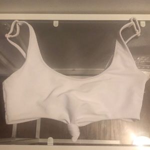 Doll swim white ribbed knot top size small